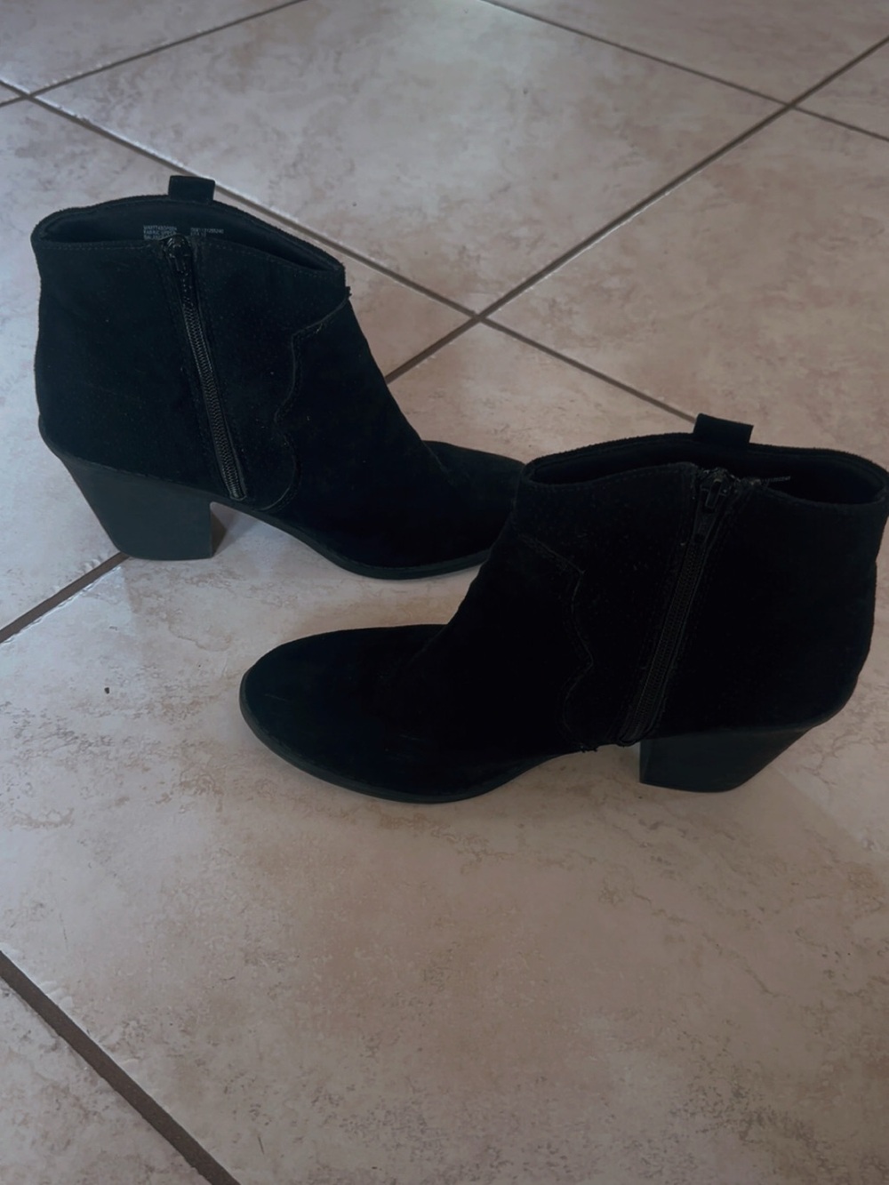 Classic Black Suede Ankle Boots with Side Zip